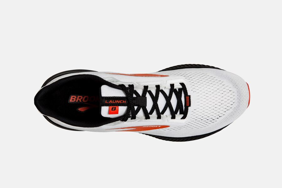 Brooks Running Shoes - Launch 8 Road Mens - White/Black/Red - GER-780531